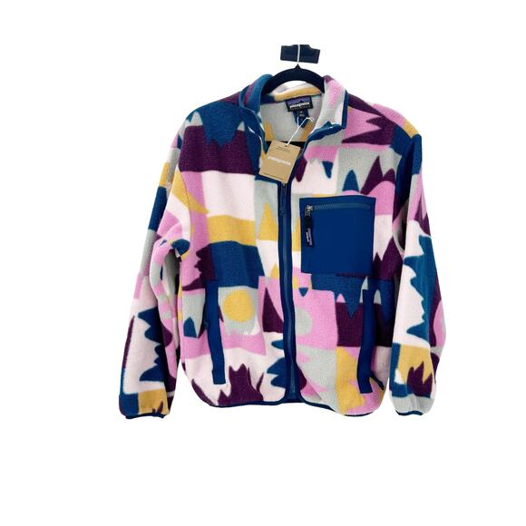 Patagonia Fleece Synchilla Jacket Geometric Frontera Marble Pink Size XS NWT - Picture 3 of 12